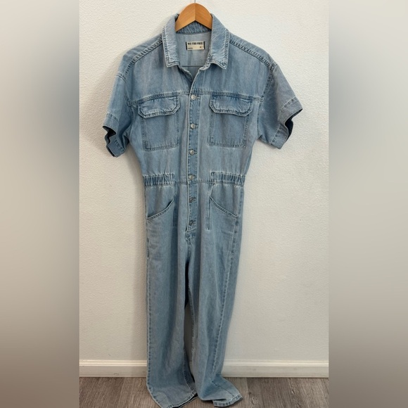 NWOT Free People Merci Light Blue Denim Jumpsuit - Picture 4 of 5